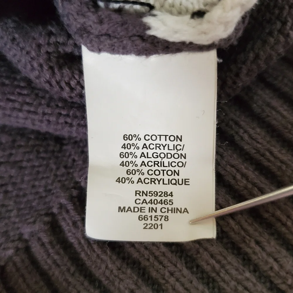 K1423 * Children's Place Argyle 1/4 Zip Sweater Charcoal Gray White Size S 5/6